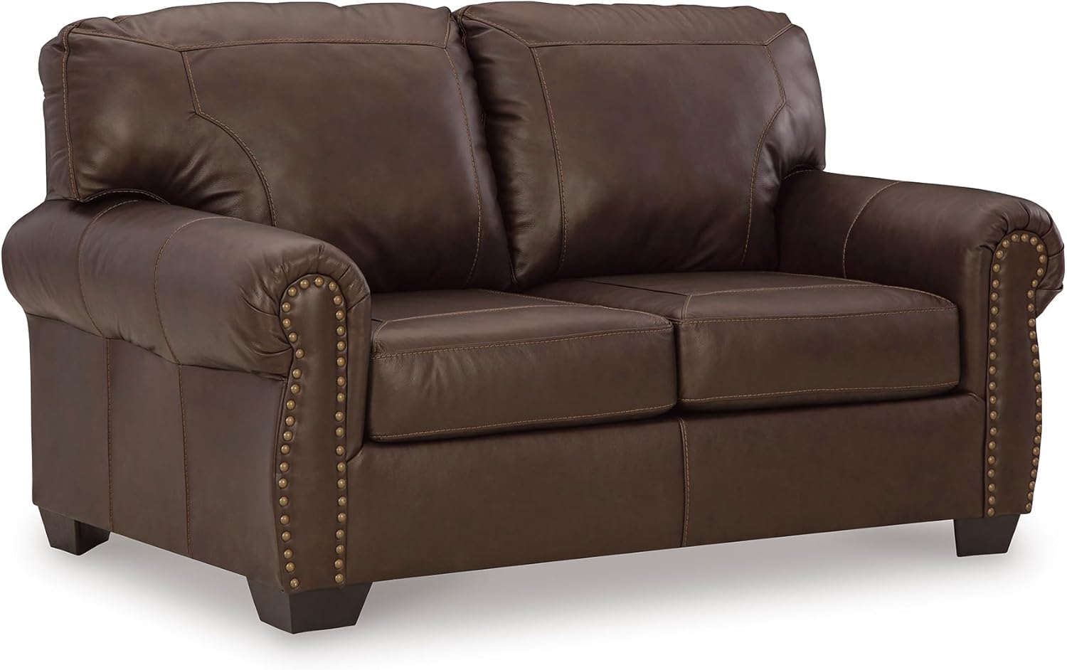 Classic Leather Loveseat with Nailhead Trim, Luxurious Top Grain & Matched Leather – Perfect for Living Room, Office or Den 🛋️✨🌿