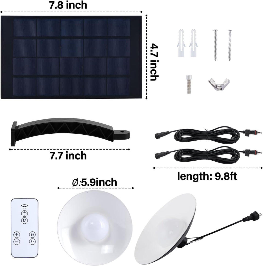 4-Head Pendant Solar Shed Light ☀️ IP65 Waterproof Warm White – Remote Control Indoor & Outdoor Lighting for Patio, Garden, Chicken Coop, Gazebo, Barn 🏡✨