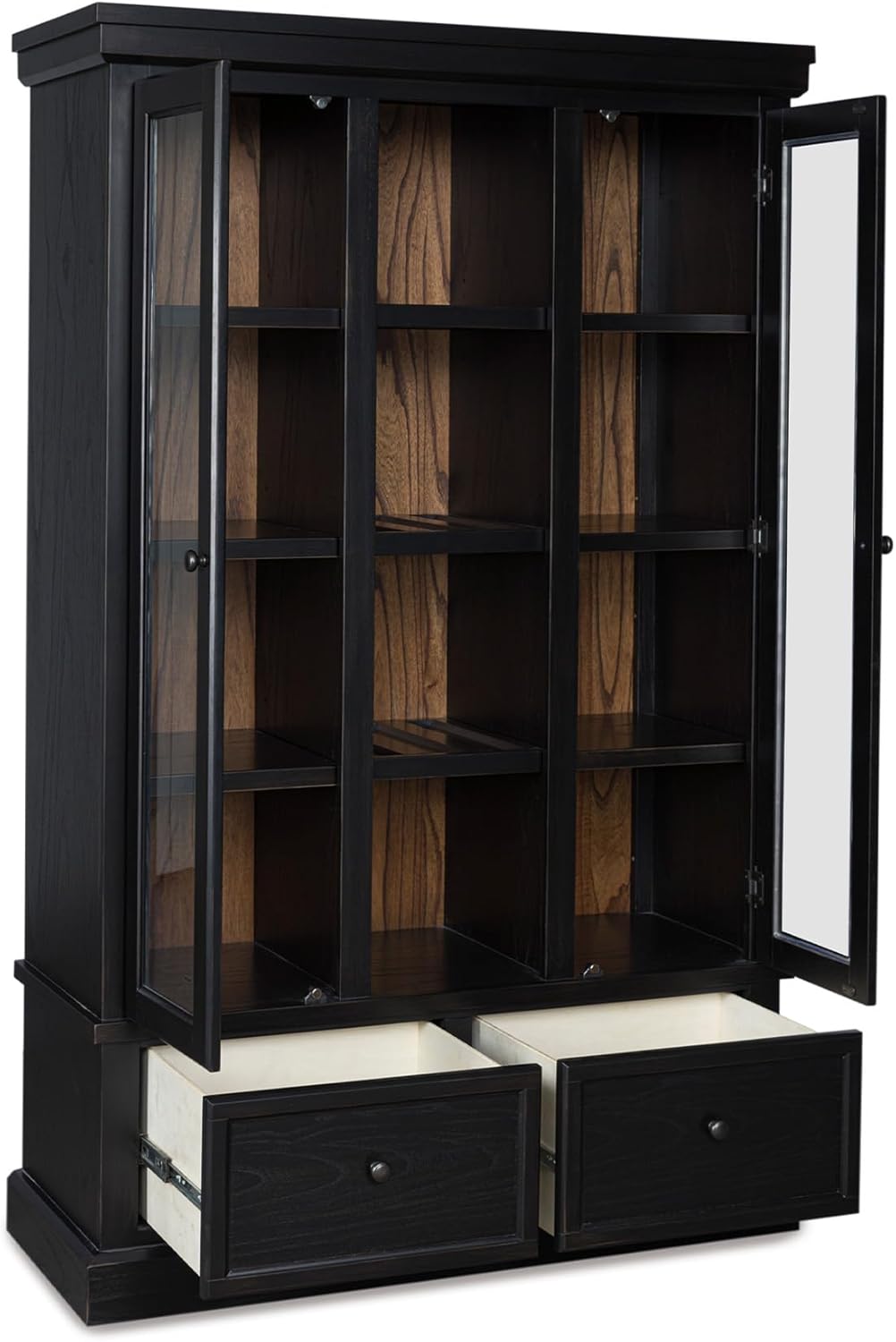Classic Anti-Tipping Curio Cabinet – Elegant Display Case with Removable Shelf, Black 🖤✨ Perfect for Living Room & Home Décor