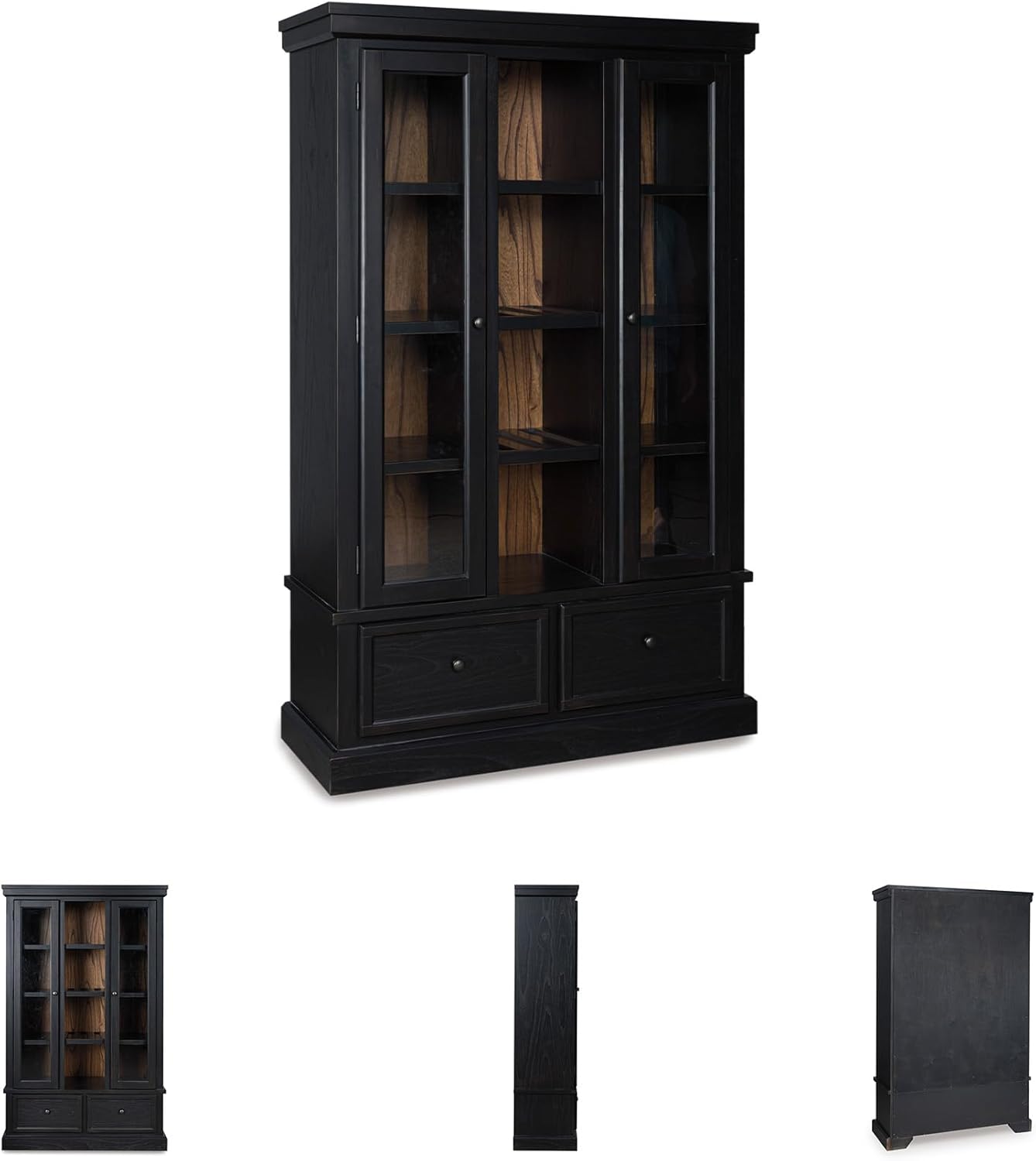 Classic Anti-Tipping Curio Cabinet – Elegant Display Case with Removable Shelf, Black 🖤✨ Perfect for Living Room & Home Décor