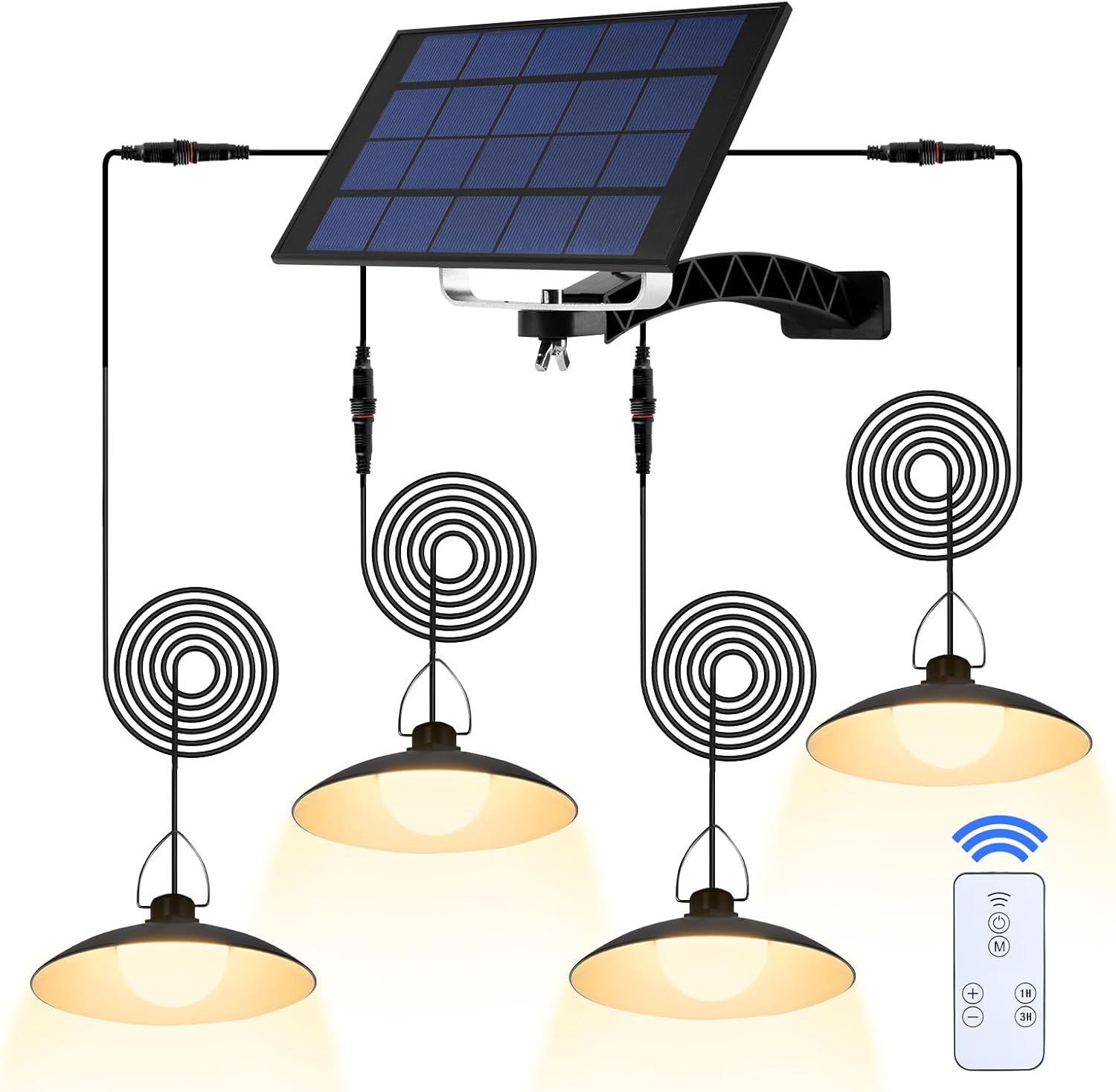 4-Head Pendant Solar Shed Light ☀️ IP65 Waterproof Warm White – Remote Control Indoor & Outdoor Lighting for Patio, Garden, Chicken Coop, Gazebo, Barn 🏡✨