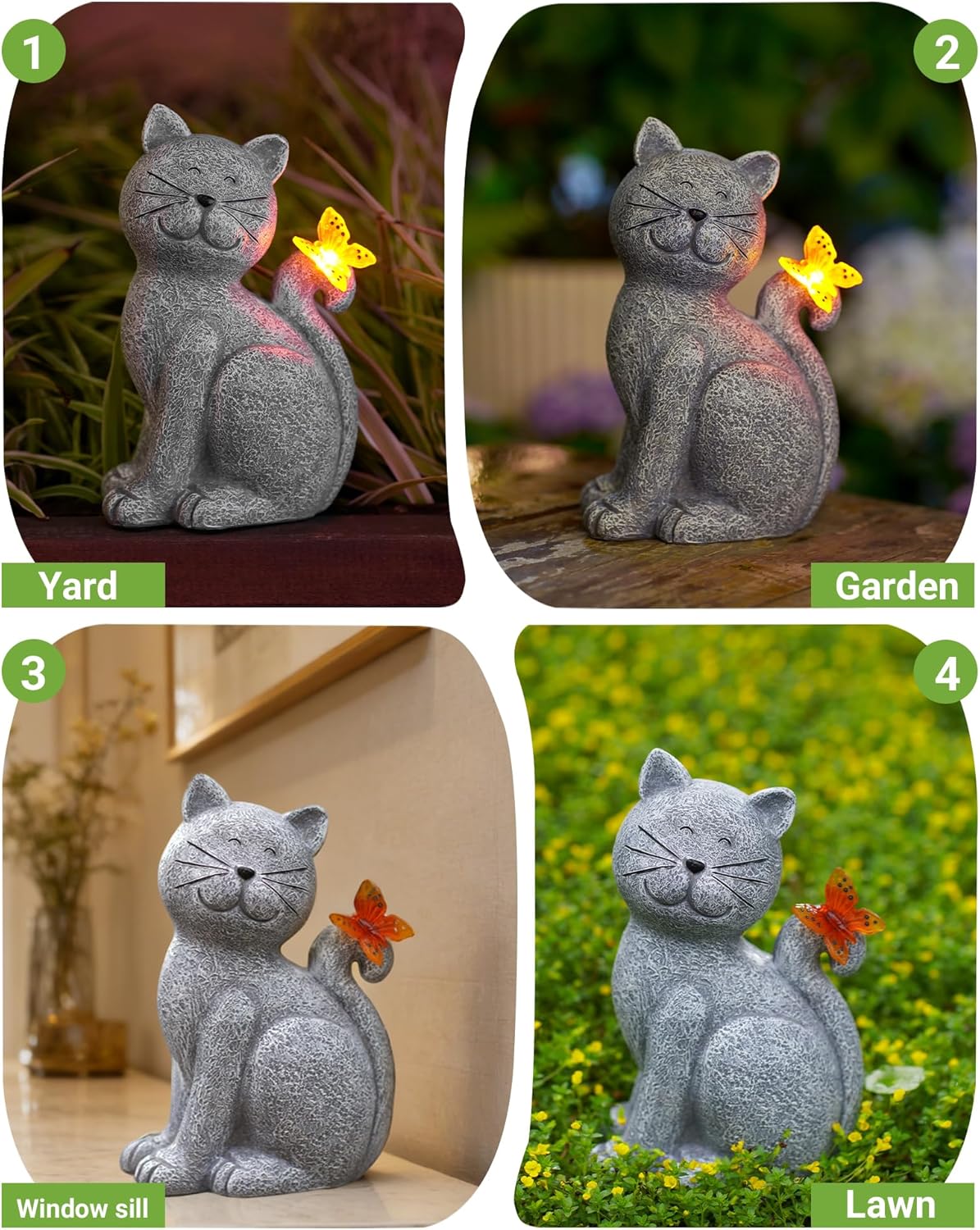 Charming Cat Garden Statue 🐱 Outdoor Yard Decor with Butterfly – Perfect Porch, Patio & Lawn Accent
