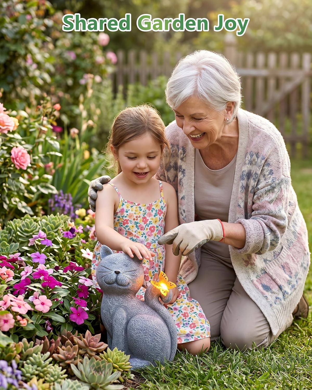 Charming Cat Garden Statue 🐱 Outdoor Yard Decor with Butterfly – Perfect Porch, Patio & Lawn Accent