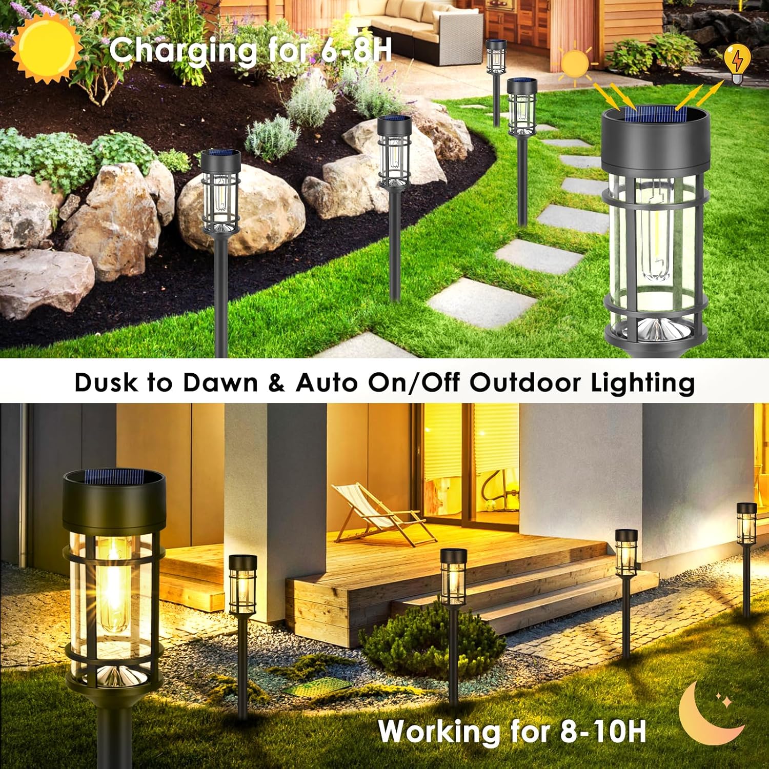 Solar Pathway Lights 🌞 8-Pack LED Outdoor Garden Lights – Waterproof Yard, Lawn & Driveway Lighting 🌿✨