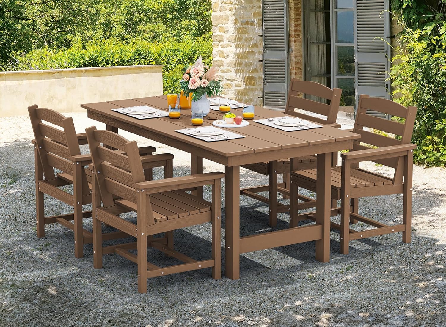 7-Piece Outdoor Patio Dining Set 🍂 Table & Chairs with Umbrella Hole 🌞 All-Weather Backyard & Poolside Furniture