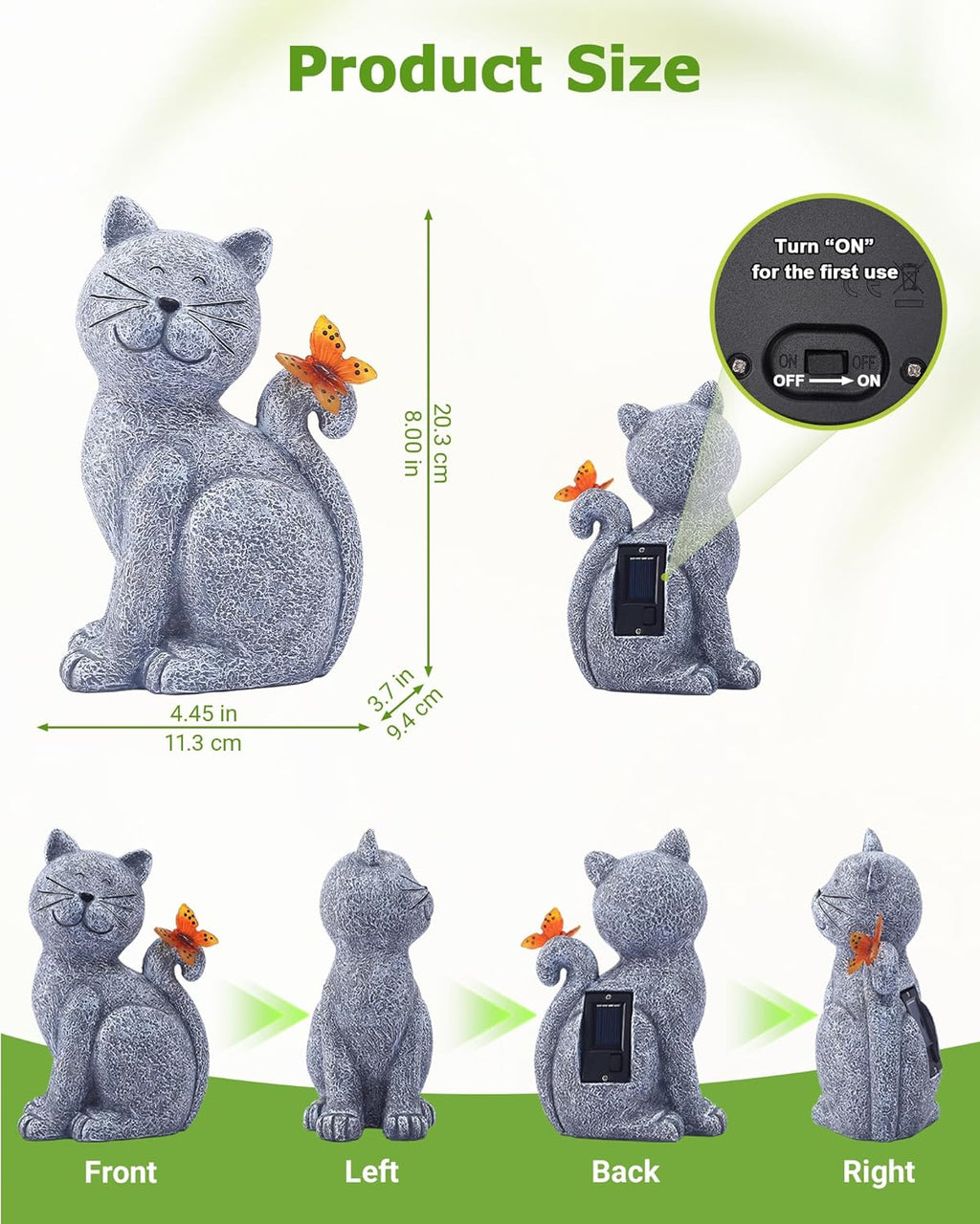Charming Cat Garden Statue 🐱 Outdoor Yard Decor with Butterfly – Perfect Porch, Patio & Lawn Accent
