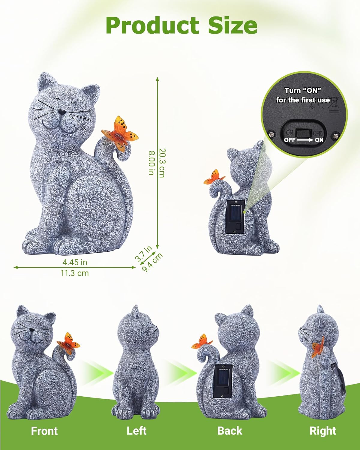 Charming Cat Garden Statue 🐱 Outdoor Yard Decor with Butterfly – Perfect Porch, Patio & Lawn Accent