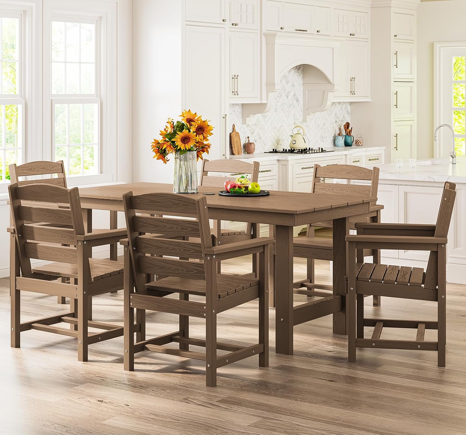 7-Piece Outdoor Patio Dining Set 🍂 Table & Chairs with Umbrella Hole 🌞 All-Weather Backyard & Poolside Furniture